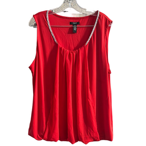 Alfani Red Tank Top with Embellished Neckline